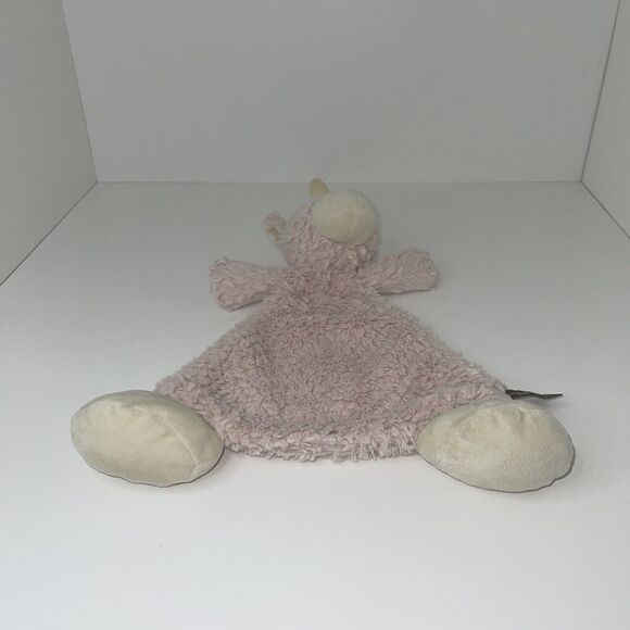 Demdaco Unicorn Rattle Lovey Plush Security Blanket 12" Pale Pink Ivory - Picture 5 of 6